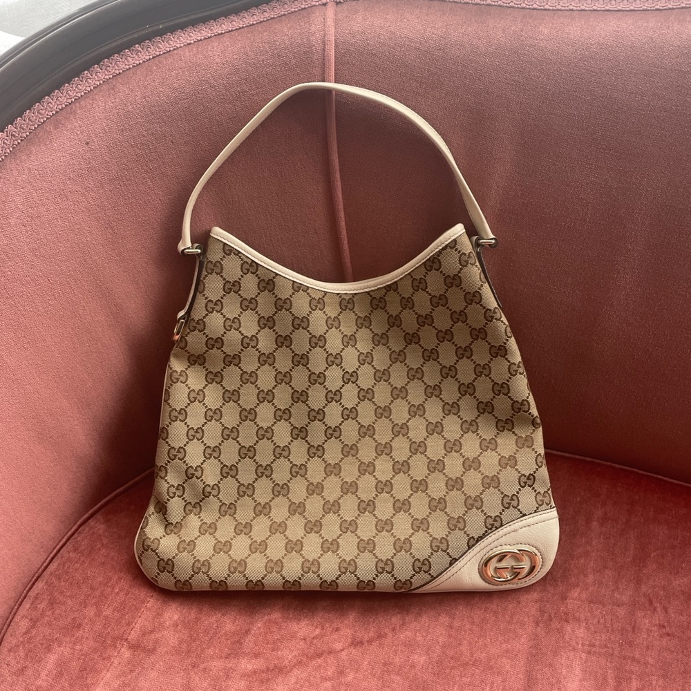Authentic Gucci Britt Hobo Bag in Cream